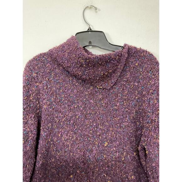 Coldwater Creek Purple Speckled Turtleneck Womens Sweater Sz Medium Cottagecore - Picture 3 of 5